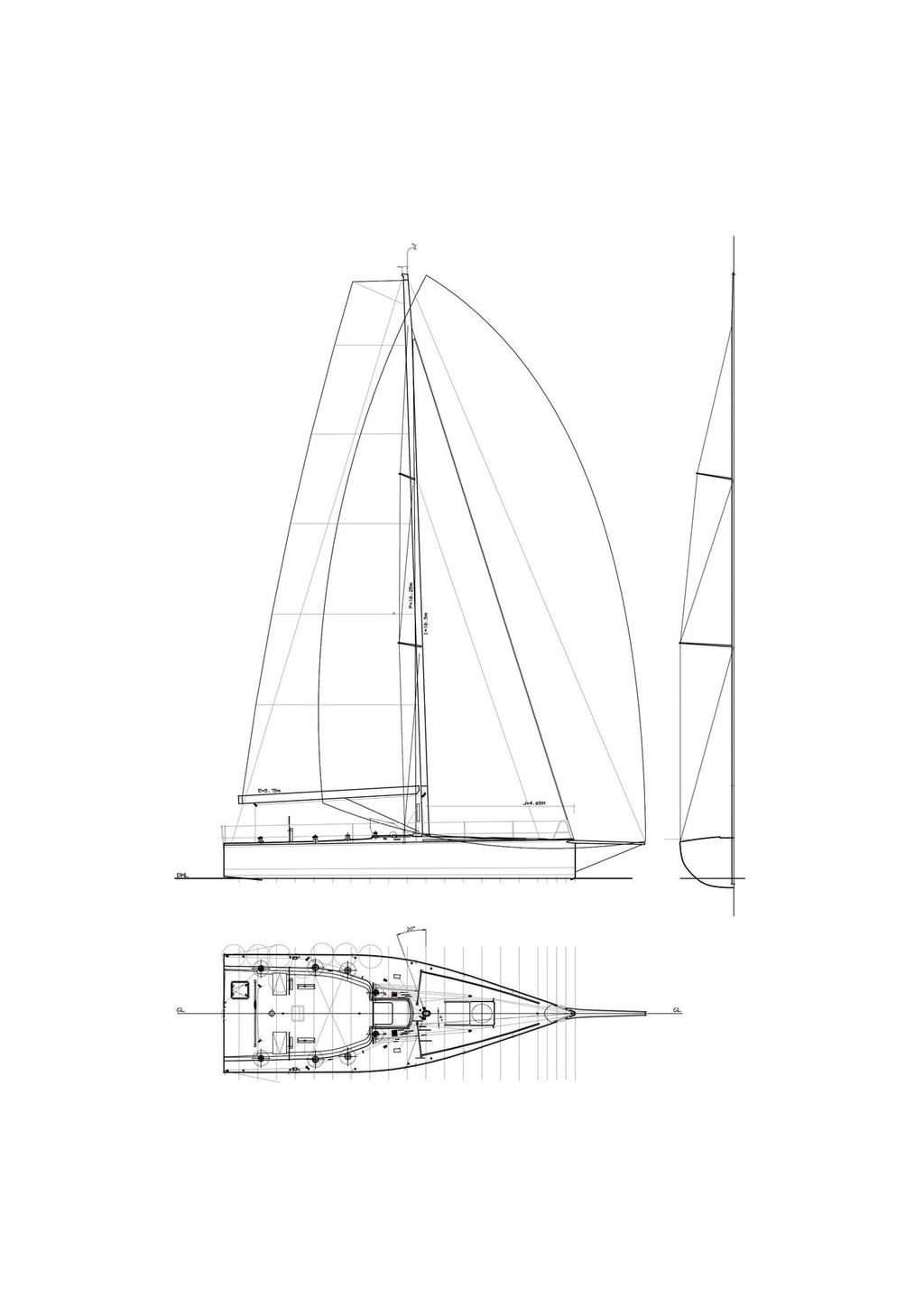 YD37 Lines and Sail Plan by Bakewell-White Yacht Design &copy; Bakewell-White Yacht Design www.bakewell-white.com/
